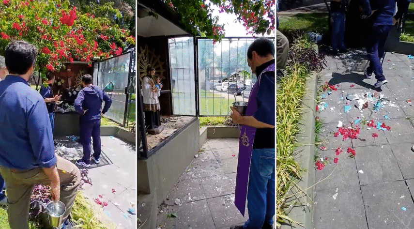 Liniers conmocionado: vandalizaron la estatua de la Virgen de&nbsp;Luján